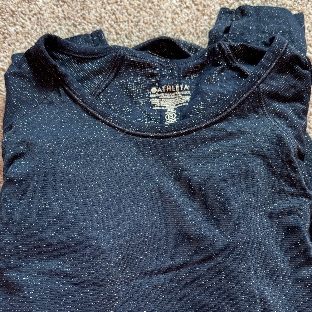 Athleta Navy Glitter Top